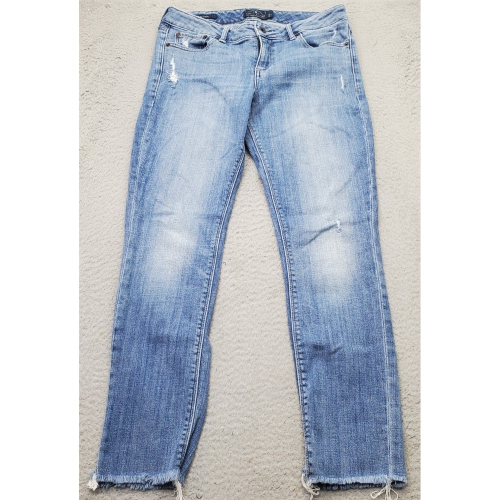 Lucky Brand Lolita Skinny Jeans Womens 6/28 Blue Denim Distressed Frayed‎ Hem
